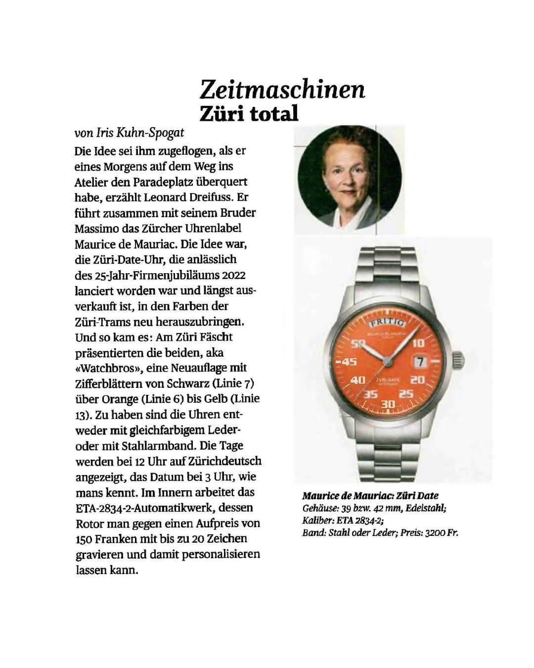 Maurice De Mauriac Zurichさんのインスタグラム写真 - (Maurice De Mauriac ZurichInstagram)「Nice Sunday read @bilanzch  TIME MACHINES - ZÜRI TOTAL  Thank you for finding always the right words and thinking of us @irismariamartha 💕 @sparkling.pr   MauriceDeMauriac #MDM #MDMUhren #MDMwatches #Züri #zürifäscht #newwatch #launch #züridate #color #colors #tram #trams #colorofzurich #tramlines」7月30日 17時07分 - mauricedemauriac