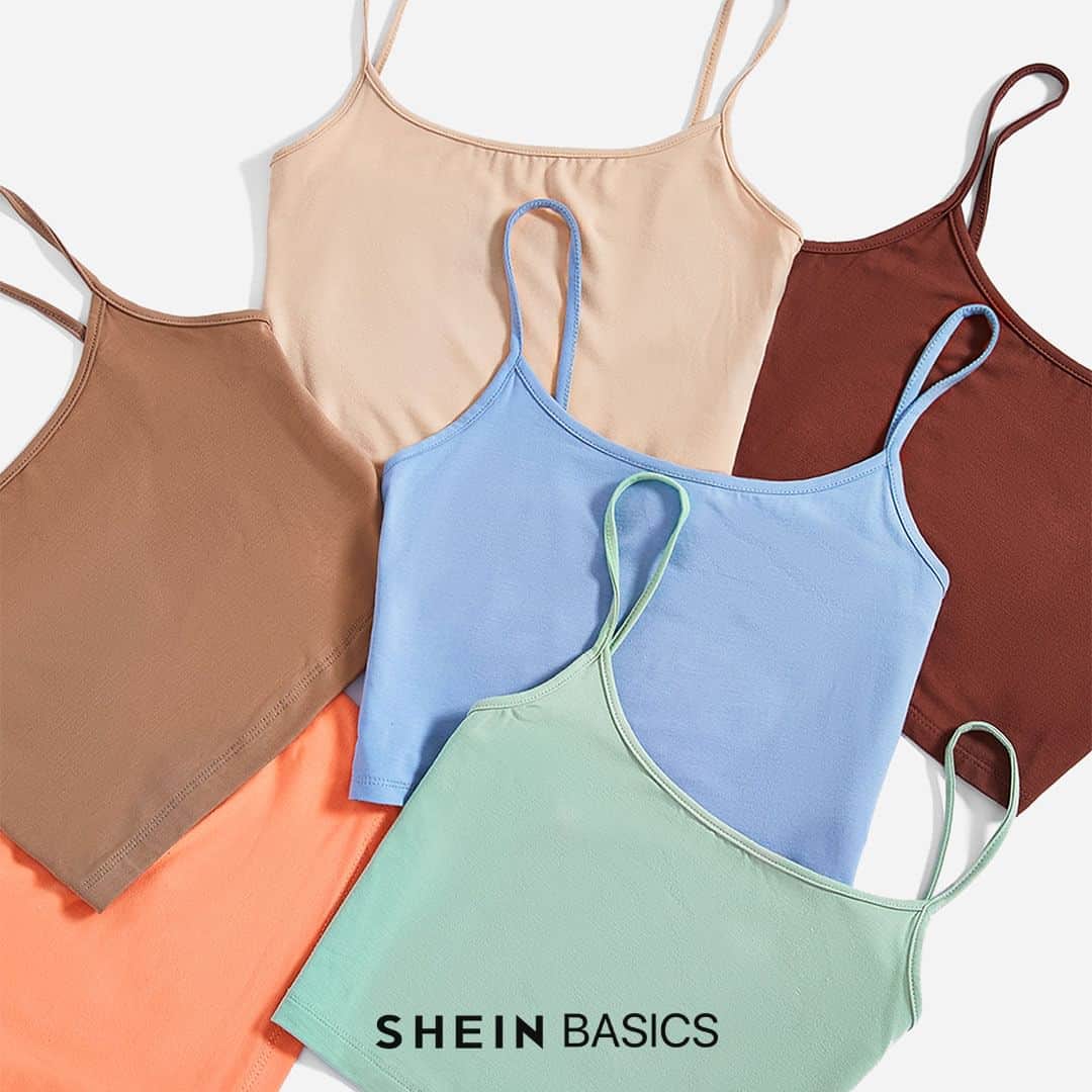 SHEINのインスタグラム：「Summer essentials for the beach and beyond 👉 versatile tops that cool keep you cool without cramping your style 🌞🏖️ Which BASICS hues would you choose? 👇  🔎7783587 2625524 2223237 1988485 1988475 1988413 11332326 10881522 10331607 10128228  #SHEINBASICS」
