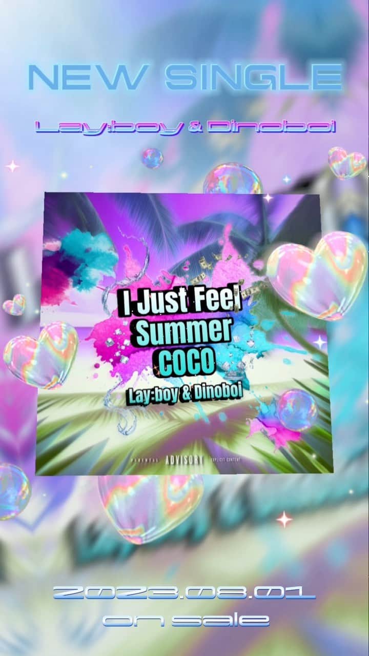 黒峰麗のインスタグラム：「［NEW SINGLE🏝️］  "I Just Feel Summer COCO" -- Lay:boy & Dinoboi --  2023.08.01 on sale☀️ 今年の夏はもうCOCOにあるよっ!! 夏なんて楽しんだもん勝ち🏆🥇 夏感じてこーぜ🌻👙」