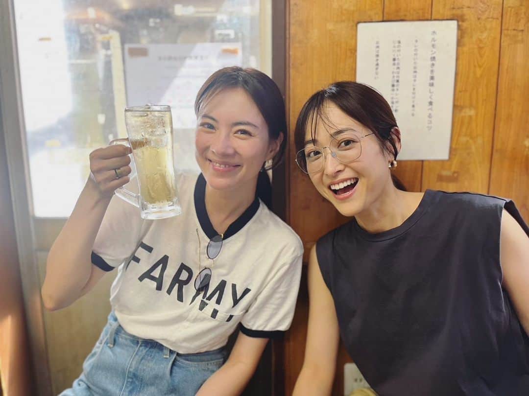 樋場早紀のインスタグラム：「暑気払い昼呑み〜でもホルモン焼きでひーはー❤️‍🔥」