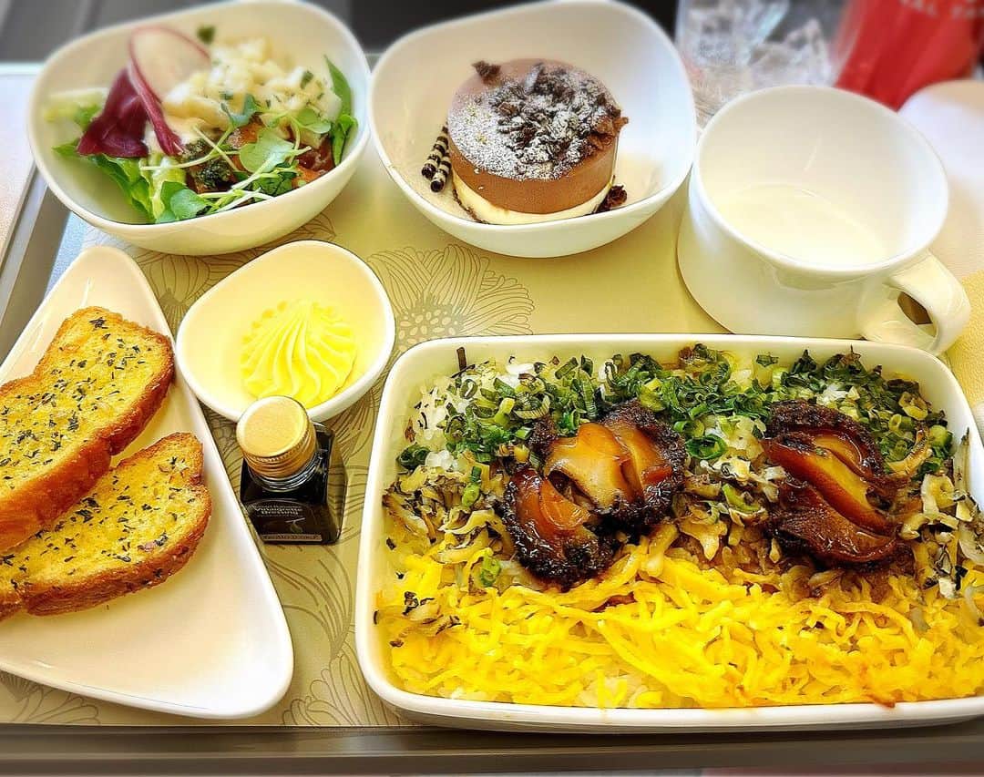 とぎもちさんのインスタグラム写真 - (とぎもちInstagram)「. アシアナ航空 ビジネスクラス  ✈️仁川→那覇✈️  機内食 ・ビーフシチュー&パスタ ・あわび丼  娘と私で どちらも注文してみた🍽️  どっちも美味しい。。 パン焼きたて🤤🥐  デザートのチョコケーキ激うま。  #アシアナ航空 #アシアナ航空機内食 #アシアナ航空ビジネスクラス #ビジネスクラス #ビジネスクラス機内食 #機内食 #あわび丼 #아시아나항공 #아시아나기내식 #기내식 #비지니스석 #とぎもちアシアナ航空 #とぎもち機内食 #とぎもちビジネスクラス #とぎもち飛行機」7月31日 9時31分 - togistagram