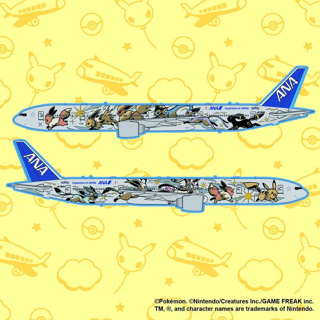 All Nippon Airwaysのインスタグラム：「The specially painted aircraft Eevee Jet NH will operate international flights beginning August 31, with its first roundtrip between Tokyo Haneda and London Heathrow!  We hope to see you onboard 👋✈️  See the link in our stories for more.   #Pokémon #PokémonAirAdventures #PikachuJet #EeveeJet」