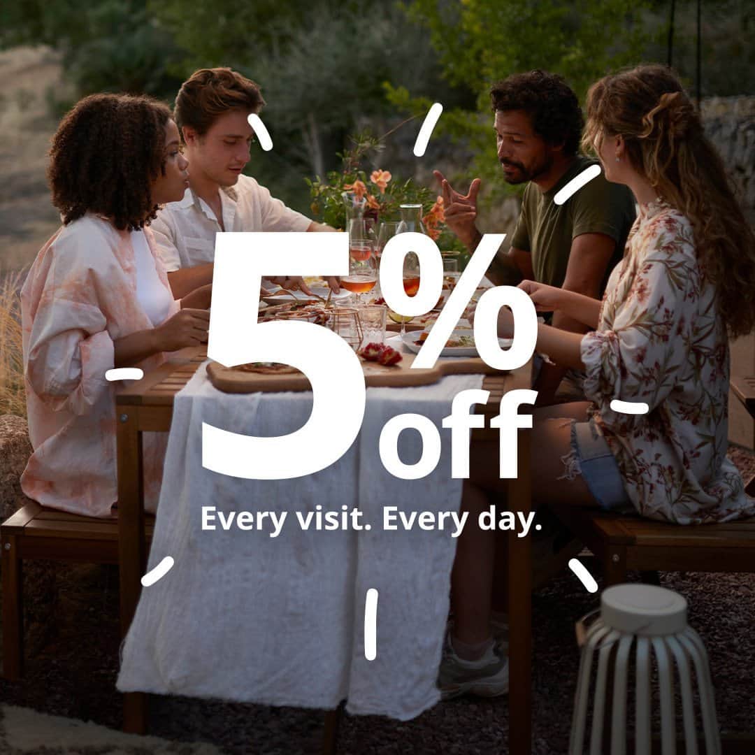 IKEA USAのインスタグラム：「Soak up the sun and the savings this summer! With IKEA Family, you can save 5% in-store on furniture and décor to outfit your outdoor space with all it needs this season! Learn more at the link in the bio.」