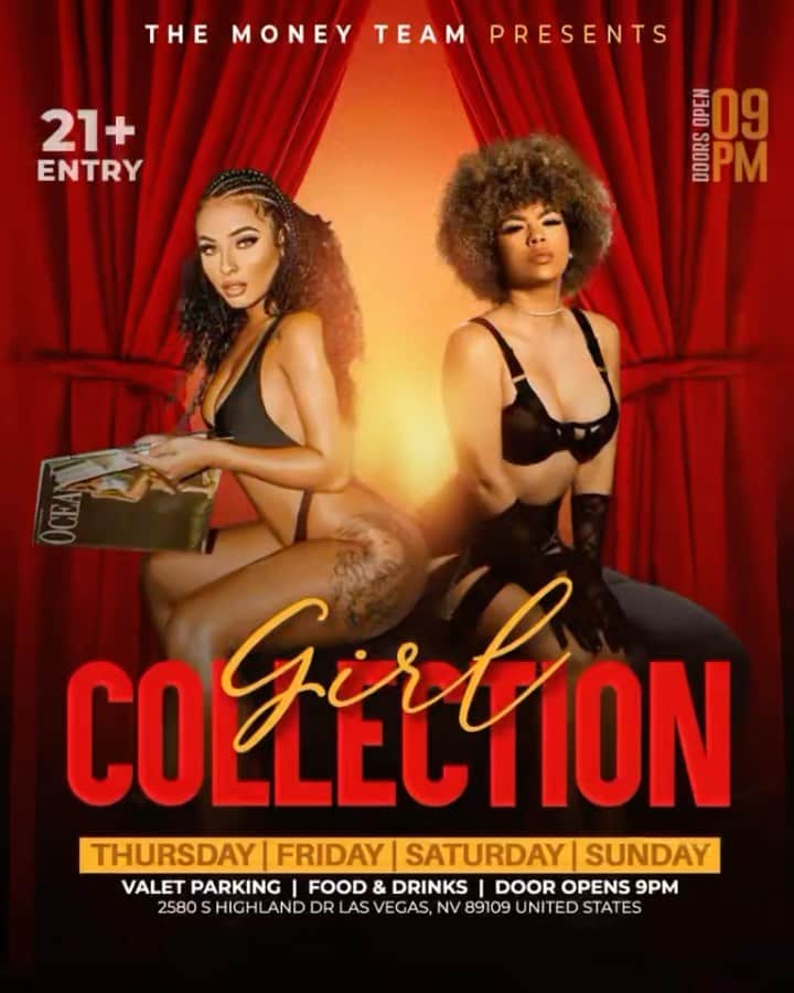 フロイド・メイウェザー・ジュニアのインスタグラム：「GIRL COLLECTION IS THE PLACE TO BE IN VEGAS ALL WEEKEND LONG  DOOR OPENS @ 9:00pm   •THURSDAY •FRIDAY •SATURDAY •SUNDAY  Must be 21 To Enter.  Ladies are welcome with or without male companion.  Come party at the best most luxurious venue in Las Vegas “Girl Collection”  GIRL COLLECTION 2580 S Highland Dr Las Vegas, NV 89109 1 -(844) 447-5758  #GirlCollection  @girl.collection_lv」