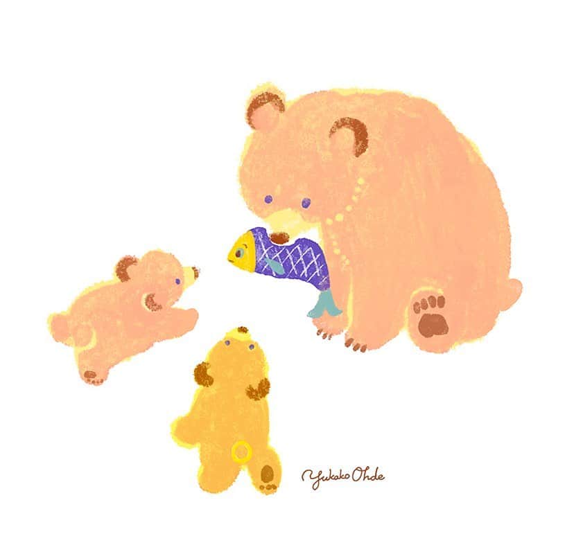 おおで ゆかこのインスタグラム：「🐻🐟」