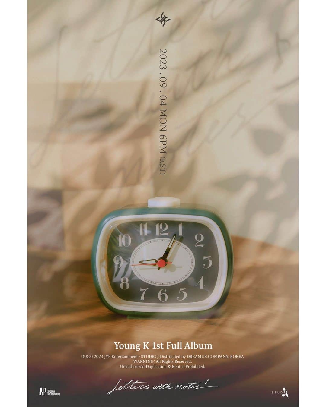 JYPエンターテインメントのインスタグラム：「ㅤ Young K 1st Full Album <Letters with notes>  Comeback Announcement  ALBUM RELEASE 🔽 2023.09.04 6PM (KST)  #DAY6 #데이식스 #YoungK #Letters_with_notes #JYP  @from_youngk」