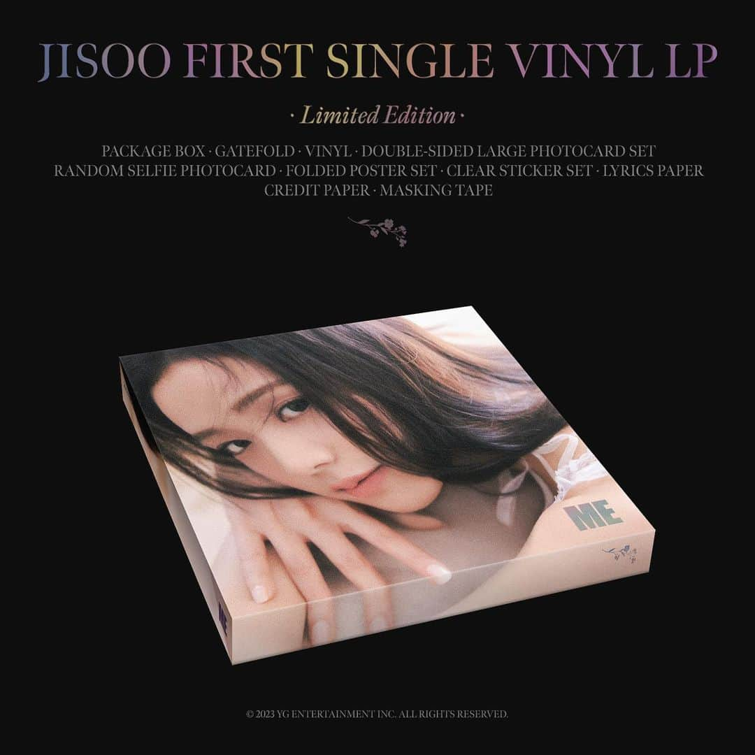 BLACKPINKさんのインスタグラム写真 - (BLACKPINKInstagram)「JISOO FIRST SINGLE [ME] VINYL LP  -LIMITED EDITION- 💽  ==  Release Date: 8/1 Pre-Order: 3/6 - 3/30  VINYL LP includes: -Package Box -Gatefold -Vinyl -Double-Sided Large Photocard Set (10ea) -Random Selfie Photocard (1 of 3) -Folded Poster Set (2ea) -Clear Sticker Set (3ea) -Lyrics Paper (1ea) -Credit Paper (1ea) -Masking Tape (1ea)  ==  #JISOO #지수 #BLACKPINK #블랙핑크 #FIRSTSINGLEVINYLLP #ME #20230801 #RELEASE #YG」7月31日 12時41分 - blackpinkofficial