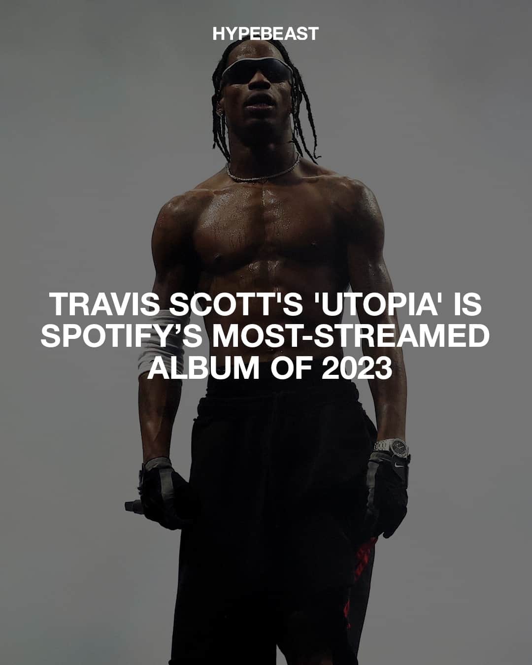 HYPEBEASTさんのインスタグラム写真 - (HYPEBEASTInstagram)「@hypebeastmusic: @travisscott set a new @spotify record as 'UTOPIA' becomes the platform's most-streamed album in a single day this 2023. Check out all the details in the link in bio.⁠ ⁠ The news was confirmed by Spotify and although they did not reveal the exact streaming numbers, they did reveal that Scott broke the record on July 28 — the day of the record's release — and that all 19 tracks have claimed the first 19 spots on Spotify’s Top 20 U.S. chart, with “MELTDOWN” debuting at No. 1.⁠ ⁠ Does 'UTOPIA' make your list of top albums of 2023?⁠ Photo: Simone Joyner/Getty Images」7月31日 17時20分 - hypebeast