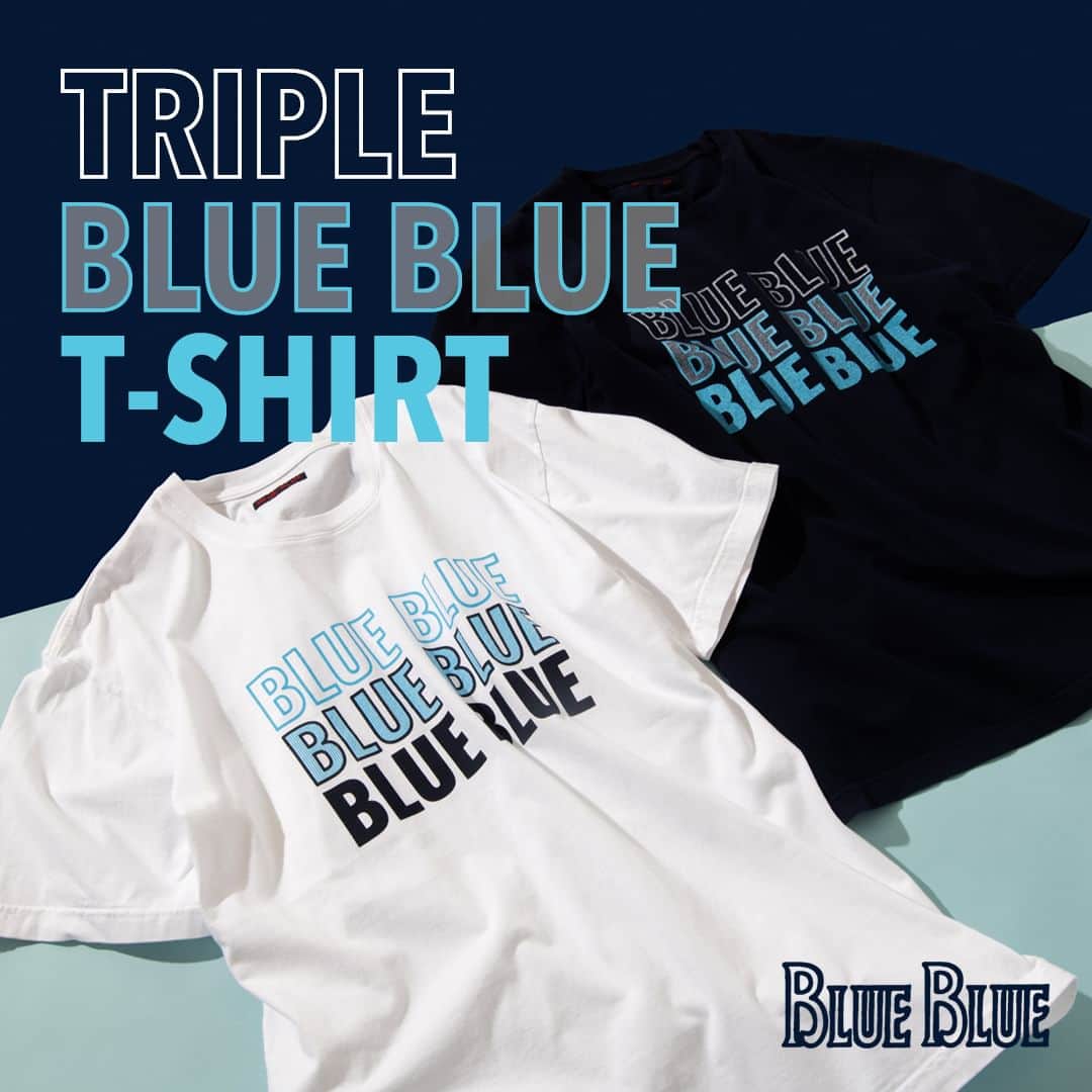 ハリウッドランチマーケットのインスタグラム：「BLUE BLUEより、さわやかなカラーリングの「BLUE BLUE」3段ロゴプリントがポイントのTシャツが入荷しました。 アイコニックなデザインなので、１枚でもインナーでも楽しめる１着です。  詳細は @seilin_official ストーリーズハイライト"FEATURE" または、SEILIN ONLINE SHOPよりご覧いただけます。 https://www.hrm-eshop.com/shop/pages/blueblue_triple_blue_blue_t_shirt.aspx  ------------------------------- (Dear international customers) We offer international shipments. Please visit SEILIN ONLINE SHOP to make purchases. -------------------------------  #ブルーブルー #blueblue #聖林公司 #seilin」