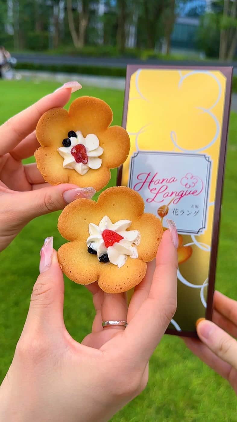 ゆうとグルメのインスタグラム：「🌸大阪お土産でおすすめの花ラング🌸 ㅤㅤㅤㅤㅤㅤㅤㅤㅤㅤㅤㅤㅤ あみだ池大黒さん(@amidaike_daikoku)の 「大阪花ラング 3個入り」583円 「大阪花ラング 6個入り」972円 「大阪花ラング 9個入り」1458円 ㅤㅤㅤㅤㅤㅤㅤㅤㅤㅤㅤㅤㅤ 今回食べたのは大阪土産の新定番、大阪花ラング🌸🍯 ㅤㅤㅤㅤㅤㅤㅤㅤㅤㅤㅤㅤㅤ これは可愛いお花のカタチをしたラングドシャで、真ん中には大阪生まれのはちみつを使用したふわふわクリームとドライフルーツがトッピングしてあります！ ㅤㅤㅤㅤㅤㅤㅤㅤㅤㅤㅤㅤㅤ ラングドシャ部分はバターの風味をしっかりと感じつつサクサク軽めの食感をしていて、そこに口どけ良くなめらかなクリームが相性ばっちりな組み合わせ！ ㅤㅤㅤㅤㅤㅤㅤㅤㅤㅤㅤㅤㅤ そのまま常温で食べても充分おいしかったけど、冷蔵庫でしばらく冷やしておくと、サクサク食感がさらに高まってよりおいしく食べれました🤤🤤 ㅤㅤㅤㅤㅤㅤㅤㅤㅤㅤㅤㅤㅤ 新大阪駅や梅田駅、天王寺やなんばなど販売しているところが沢山あるから気になる人はホームページから近くの店舗を探してみるといいかも！ ㅤㅤㅤㅤㅤㅤㅤㅤㅤㅤㅤㅤㅤ ちなみにオンラインストアからも購入はできるみたい🖥 ㅤㅤㅤㅤㅤㅤㅤㅤㅤㅤㅤㅤㅤ ゴールドに輝くパッケージは高級感があって可愛いし、大阪のお土産を何にしようか迷ったらぜひこれ買ってみて！！ ㅤㅤㅤㅤㅤㅤㅤㅤㅤㅤㅤㅤㅤ おすすめ！！ ㅤㅤㅤㅤㅤㅤㅤㅤㅤㅤㅤㅤㅤ #PR  #あみだ池大黒 #大阪花ラング #大阪土産 #お土産スイーツ   #大阪観光 #大阪旅行 #大阪グルメ #大阪カフェ #大阪ランチ #カフェ巡り #カフェ好きな人と繋がりたい #ごはん記録 #おいしい #japantravel #japantrip #japanesefood #osaka #japan」