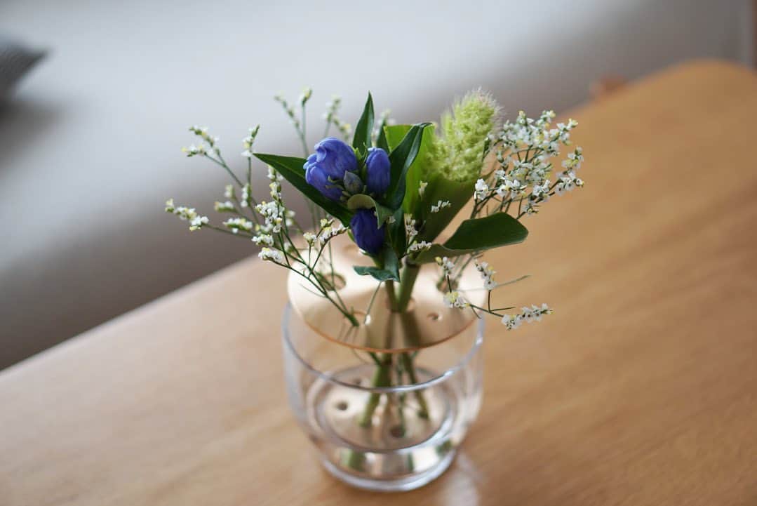 kozue._.picのインスタグラム：「. . お花の定期便𓂃 . ・リンドウ ・アワ ・ハイブリットチース . 今回は真っ青なリンドウが とっても素敵な組み合わせ𓂃𓏸𓈒𓂂 . . . @bloomee さんの毎週届くお花の定期便。 ハイライトにまとめていますので よかったら覗いてみてください♩ . #シンプルな暮らし#持ちすぎない暮らし#持たない暮らし#ミニマリスト#すっきり暮らす#季節を楽しむ#丁寧な暮らし#子どものいる暮らし#こどもと暮らす#お花のある暮らし#ブルーミー#bloomee#お花の定期便#お花のサブスク#PR」