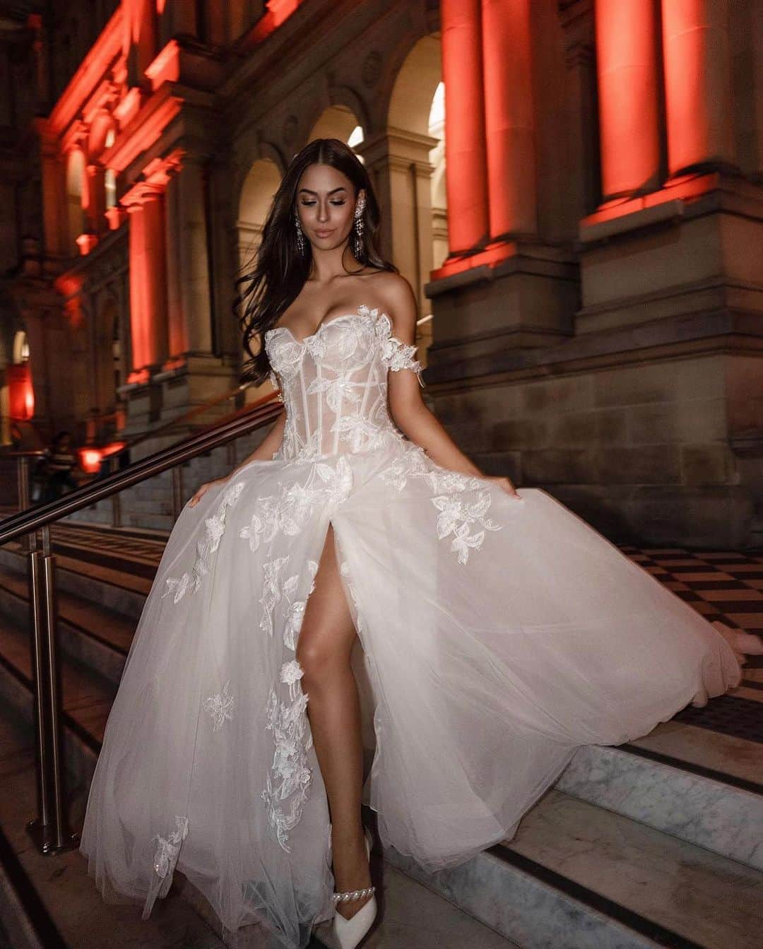 Galia Lahavのインスタグラム：「Get ready to feel absolutely enchanted in UTOPIA ! With its sheer side panels and Monarch train, this made-to-measure ballgown is designed to make you feel unmatchable✨ #GaliaLahav #GLBride」