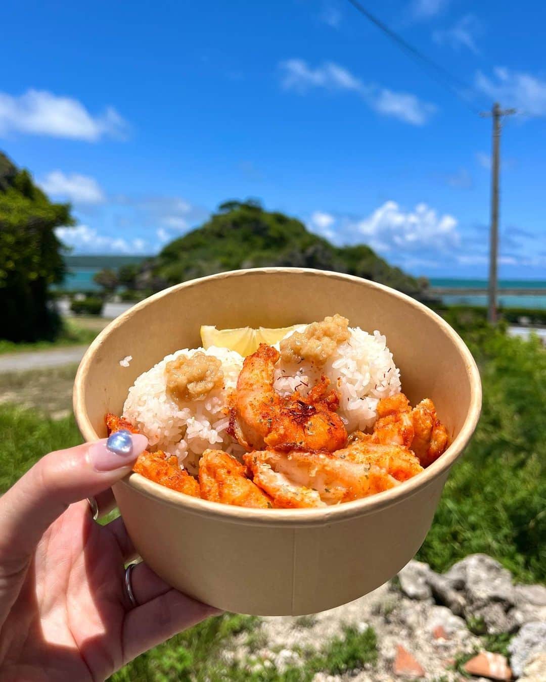 YOUKORINさんのインスタグラム写真 - (YOUKORINInstagram)「絶景ポイントにある ガーリックシュリンプ🦐屋さん🤍 @coco_shrimp2022   浜比嘉島にあるココシュリンプは ブランコもあってイートインでも 映えるし、テイクアウトして 海辺で食べるのも良き🙆‍♀️💕  ココシュリンプとココスパイシー味があって どっちも美味しかった🥰 沖縄来たら絶対食べたくなる、 ガーリックシュリンプ🦐  暑い夏もガーリックで 食欲増しすぎる🤣✨  オーガニックのココナッツオイル で揚げているので、 ヘルシーなのも嬉しい🥺💕  📍 〒904-2316 沖縄県うるま市勝連比嘉９４  PR @coco_shrimp2022 #ガーリックシュリンプ #ガーリックシュリンプ専門店 #浜比嘉 #浜比嘉島 #うるま市 #うるま #うるま市グルメ #うるまグルメ #海中道路#沖縄#沖縄グルメ#沖縄観光」8月1日 0時52分 - xxy0uc0riinxx