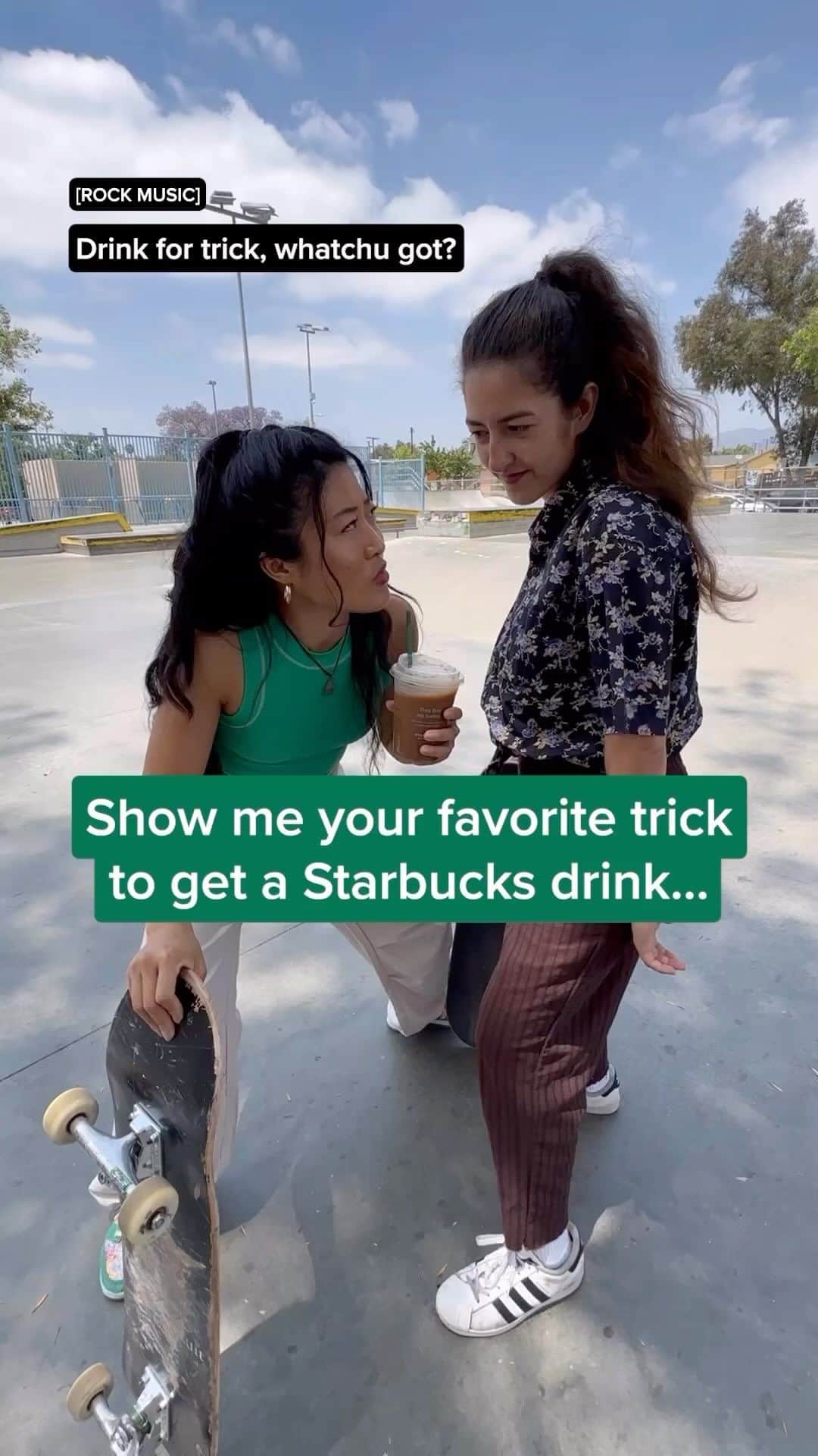 Starbucksのインスタグラム：「Challenge accepted, @skatethisss. 🛹 #StarbucksDrinks #Skateboard #SkateTricks」