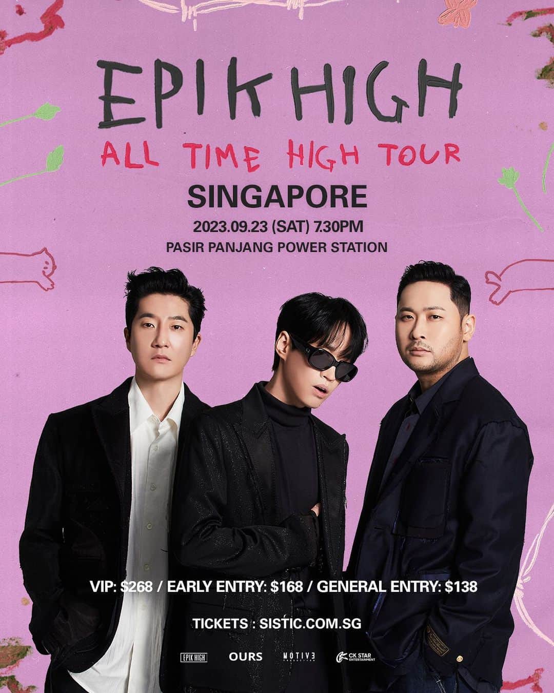 ミスラ・ジン のインスタグラム：「EPIK HIGH <ALL TIME HIGH TOUR> IN SINGAPORE   🎫Ticket sales is now open!! SISTIC.COM.SG Are you ready? Fastest fingers first 🔥   #에픽하이 #EPIKHIGH」