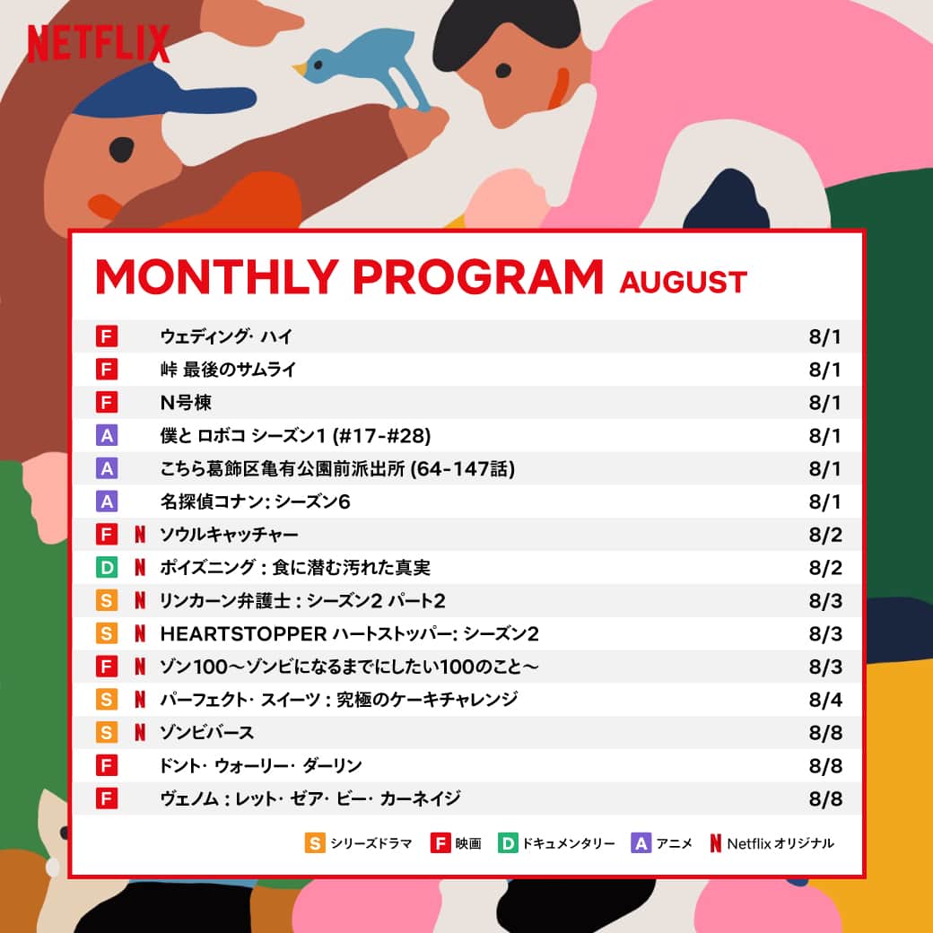Netflix Japanさんのインスタグラム写真 - (Netflix JapanInstagram)「🌻🍧8月のNetflix新作カタログ🏖☀️  8月のイラストはDonchiさん！   #ネトフリ #ネットフリックス #netflix  #Donchi @donchi_jp」8月1日 14時00分 - netflixjp