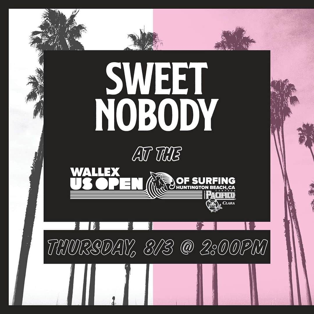 hurleyのインスタグラム：「🚨SAVE THE DATE🚨   @sweetnobodyofficial will be performing live at the Hurley Stage at the #UsOpenOfSurfing on 8/3 at 2:00 PM! See you there 👋🏻 🎶」