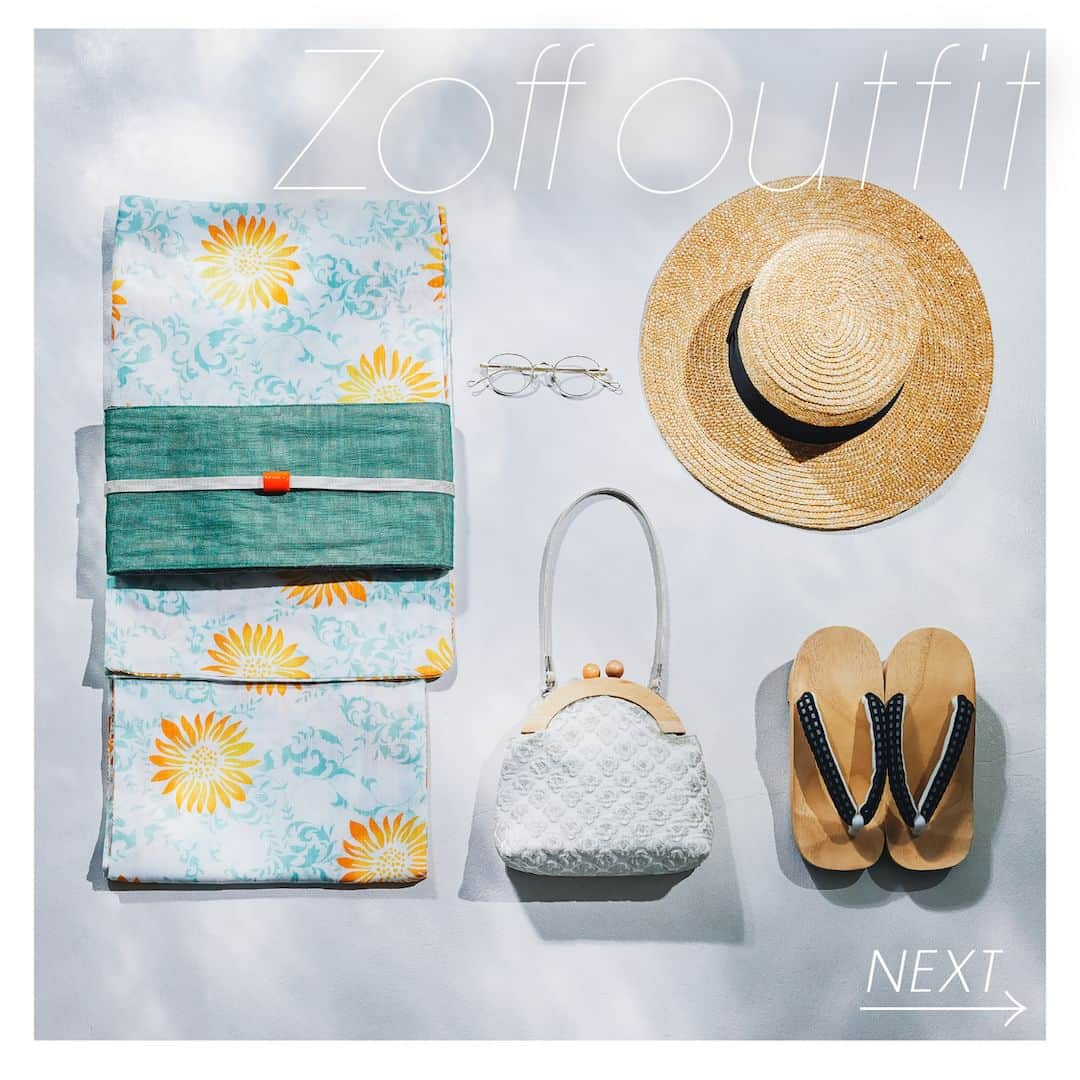 Zoff Officialのインスタグラム：「【Zoff outfit】  Zoffのメガネとシーズンならではのoutfitをスタイリングをご紹介！ 今回は、夏のおでかけにおすすめの浴衣コーデに Zoffのサングラスをピックアップしてみました。  ―――――――― CLASSIC ZF232004_56E1 (ゴールド)　¥13,300 ※税込・セットレンズ代込み ――――――――  浴衣／下駄 @mimatsu.shara.kimono 帯／帯締め／バッグ @furifufurifu 帽子 スタイリスト私物  #ゾフ #zoff #メガネ #伊達メガネ #だてめがね #メガネ女子 #メガネコーデ #コーデ #outfit #ootd #夏 #浴衣 #浴衣コーデ #お祭り #夏祭り #花火 #花火大会 #置き画 #置き画倶楽部　#メガネファッション #コーディネート #コーデ #メガネの選び方 #メガネのある生活　 #似合うサングラス  #メガネ選び　#眼鏡選び　#似合うメガネ」
