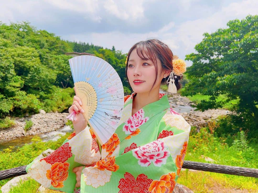 長谷川玲奈さんのインスタグラム写真 - (長谷川玲奈Instagram)「👘📷💕  #新潟　#胎内市　#米粉フェスタ #米粉　#浴衣　#浴衣ヘア #浴衣ヘアアレンジ #声優 #自然」8月1日 10時36分 - bbg_rena0315