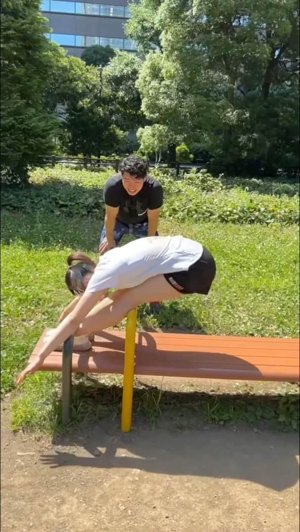 平岩優奈のインスタグラム：「あっちいねぇ〜🥵🥵🥵 #平岩優奈#シダックス#こうたろう#gymnastics」