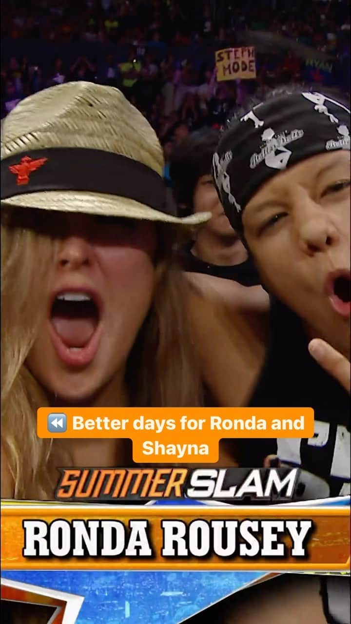 WWEのインスタグラム：「9 years later, @rondarousey and @qosbaszler step inside the ring at #SummerSlam 👀」
