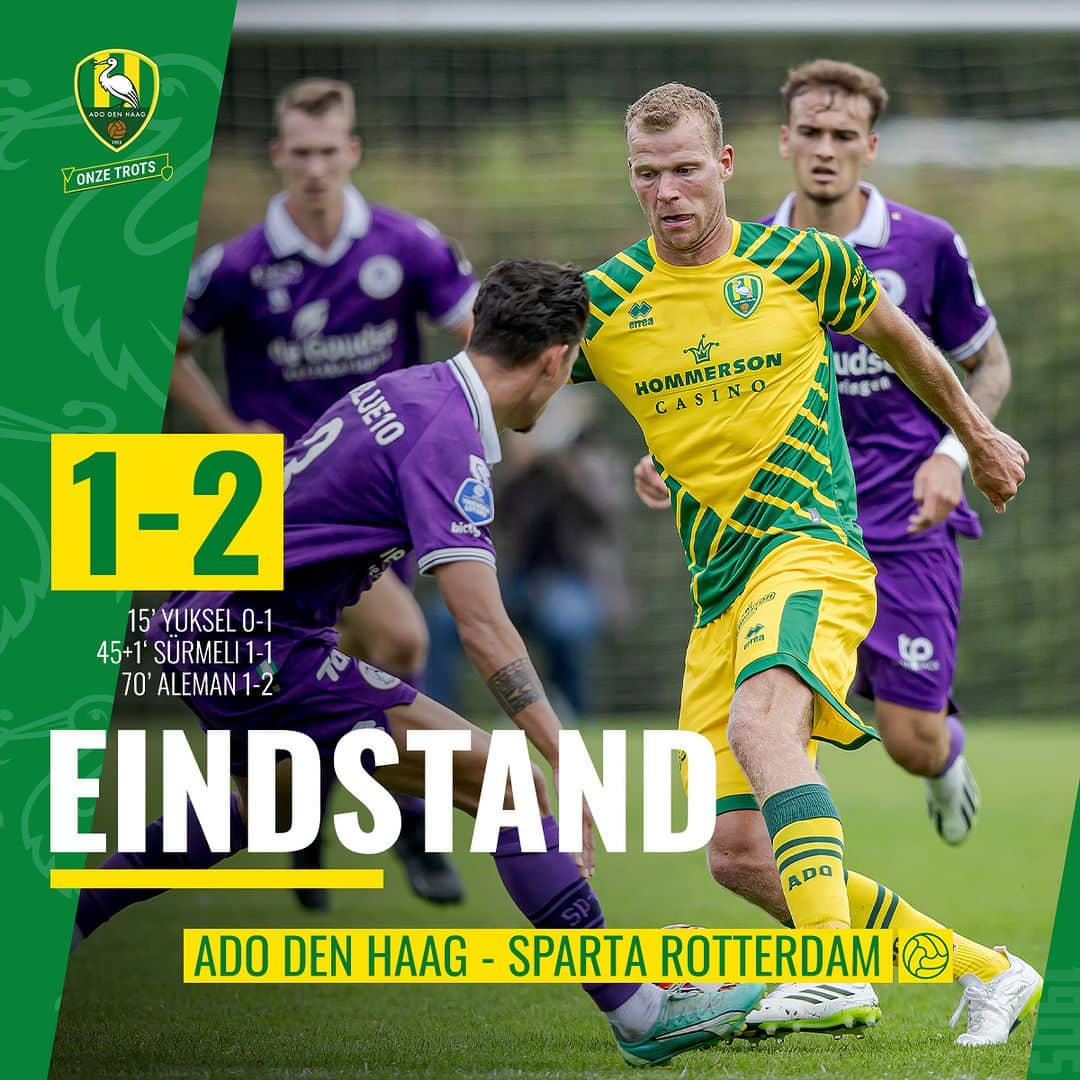 ADOデン・ハーグのインスタグラム：「ADO Den Haag heeft het oefenduel tegen Sparta met 1-2 verloren.」