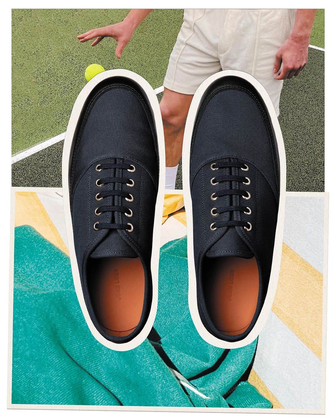 ジョンロブのインスタグラム：「A new chapter in weekend-wear, Norfolk is inspired by traditional tennis shoes, updated for the utmost flexibility. Featuring a full canvas upper and a leather outsole, expertly crafted in the UK with a Blake construction. . #johnlobb @emmadegrams @olive_lunik」