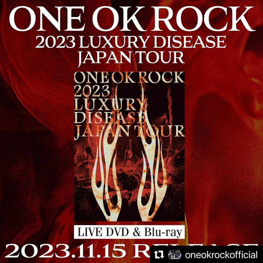 ONE OK ROCK WORLDさんのインスタグラム写真 - (ONE OK ROCK WORLDInstagram)「- #Repost @oneokrockofficial with @use.repost  ・・・ LIVE DVD&Blu-ray 『ONE OK ROCK 2023 LUXURY DISEASE JAPAN TOUR』 予約受付中！ 2023年11月15日発売！ https://oor.lnk.to/LD_DVDBD  #ONEOKROCK #luxurydiseasetour  -  ◇公式サイト NEWSより https://www.oneokrock.com/jp/news/3938  今年開催した全国6大ドームツアー”ONE OK ROCK 2023 LUXURY DISEASE JAPAN TOUR”の模様を収録したライブDVD & Blu-rayが11月15日に発売されることが決定した。この全国ドームツアーは昨年リリースした、アルバム『LUXURY DISEASE』を引っ提げ、1月28日のバンテリンドーム ナゴヤを皮切りに、福岡PayPayドーム、京セラドーム大阪、東京ドーム、ベルーナドーム、札幌ドーム、全国６カ所、11公演で計40万人を動員した。ドームツアーとしては約5年ぶりに開催。今回の映像作品は4月に開催された東京ドームのライブの模様を収録。また、メンバーの撮り下ろしのフォト＆インタビュー、ライブフォトなどが盛り込まれた100ページを超える豪華ブックレットも封入されている。また、購入者にはオリジナルステッカーなどが封入。  アメリカ、ヨーロッパツアーを終え、9月からはアジアツアー、日本でもフェス、対バンライブも控えており、今年は全世界で各地のファンを熱狂させているONE OK ROCK。その会場の空気が詰め込まれ、今のONE OK ROCKが体感できる映像作品となっているので、是非、大音量で迫力ある映像を楽しんで頂きたい。  ＜商品情報＞ 2023年11月15日発売  [Blu-ray] ONE OK ROCK 2023 LUXURY DISEASE JAPAN TOUR QYXL-90003 / 7,700円（税込）  [DVD] ONE OK ROCK 2023 LUXURY DISEASE JAPAN TOUR QYBL-90005 / 6,600円（税込）  購入者特典：オリジナルステッカーシート Amazon購入者特典：オリジナルコットン巾着  予約はこちら https://oor.lnk.to/LD_DVDBD  【セットリスト】 01.Wonder 02.Save Yourself 03.アンサイズニア 04.Let Me Let You Go 05.Clock Strikes 06.カゲロウ 07.Mad World 08.Vandalize 09.So Far Gone 10.Heartache 11.Gravity 12.Neon 13.Deeper Deeper 14.Renegades 15.Your Tears are Mine 16.The Beginning 17.キミシダイ列車 18.the same as… 19.We are 20.Wasted Nights 21.When They Turn the Lights On 22.Stand Out Fit In 23.完全感覚Dreamer  - #oneokrockofficial #10969taka #toru_10969 #tomo_10969 #ryota_0809 #fueledbyramen #luxurydisease」8月1日 15時46分 - oneokrockworld