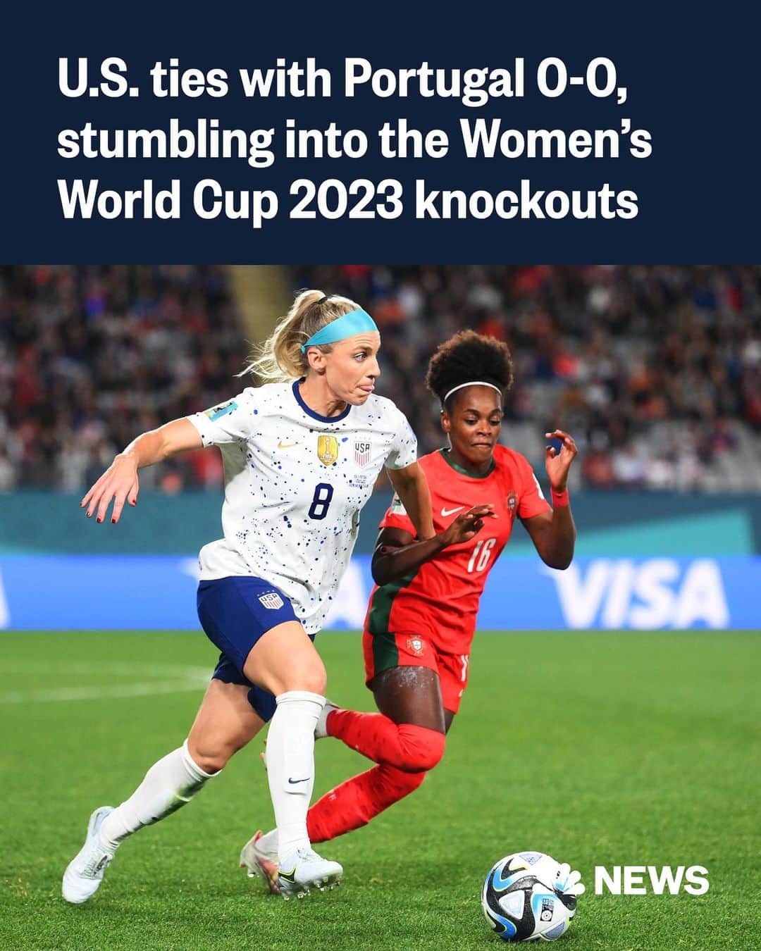 NBC Newsさんのインスタグラム写真 - (NBC NewsInstagram)「BREAKING: The United States qualifies for the knockouts after tying Portugal 0-0, but now faces a tough road ahead after the disappointing result sees the U.S. finish 2nd in its group with the Netherlands top.  Read more at the link in the bio.」8月1日 18時07分 - nbcnews