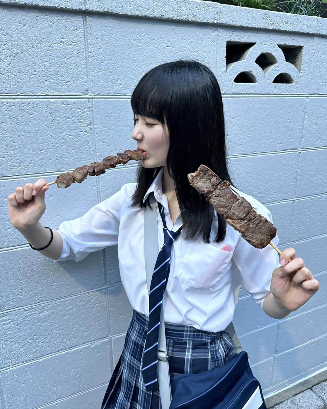 松本恵莉紗のインスタグラム：「お祭り🍖！ いっぱい食べちゃった‪😹」