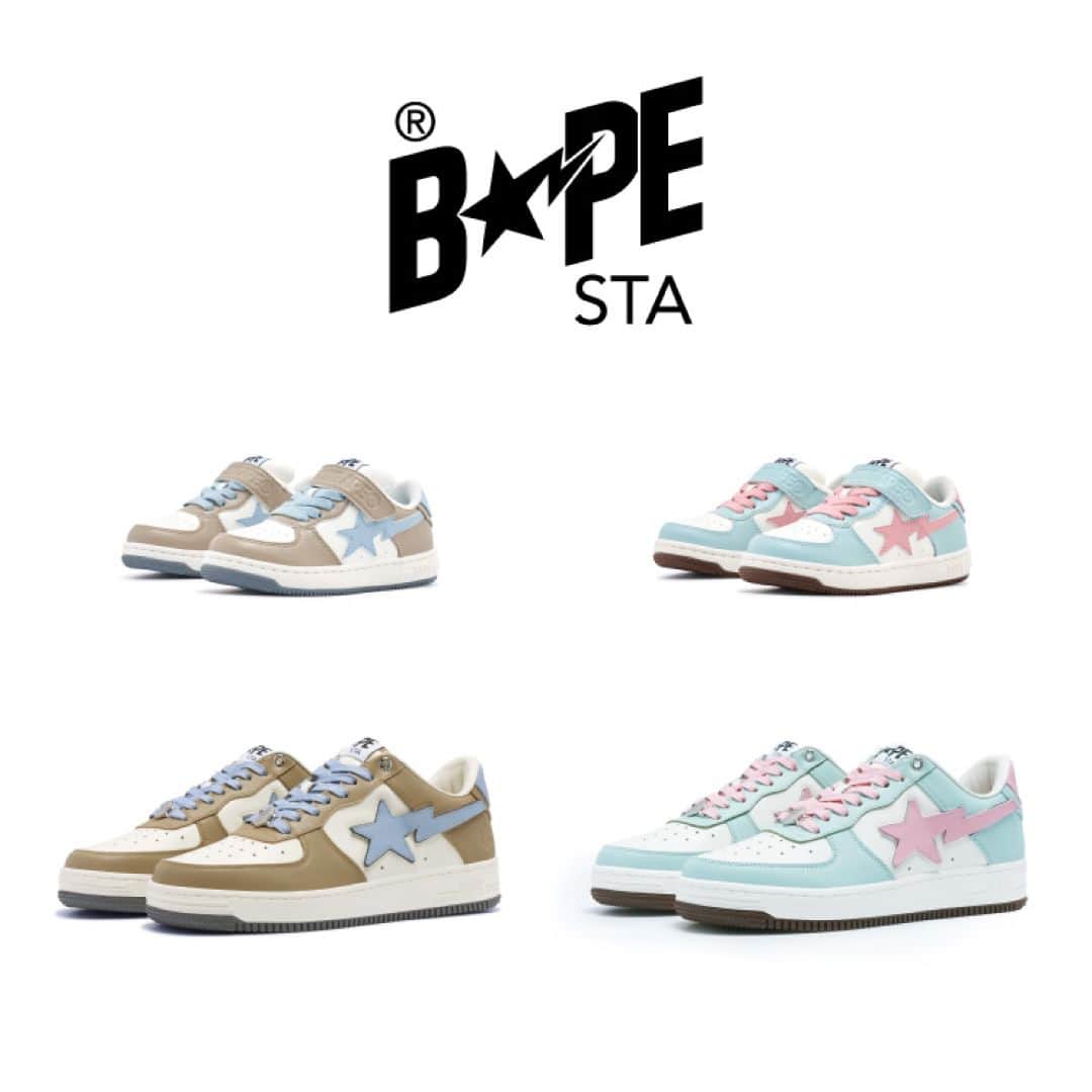 ア ベイシング エイプさんのインスタグラム写真 - (ア ベイシング エイプInstagram)「The upcoming BAPE STA™ in pastel colourways and detachable STA logo, coming in unisex and kids’ sizes, will be releasing on BAPE.COM and at BAPE STORE® on Saturday, Aug 5th.  #abathingape #bape #bapesta #bapekids」8月1日 22時00分 - bape_japan