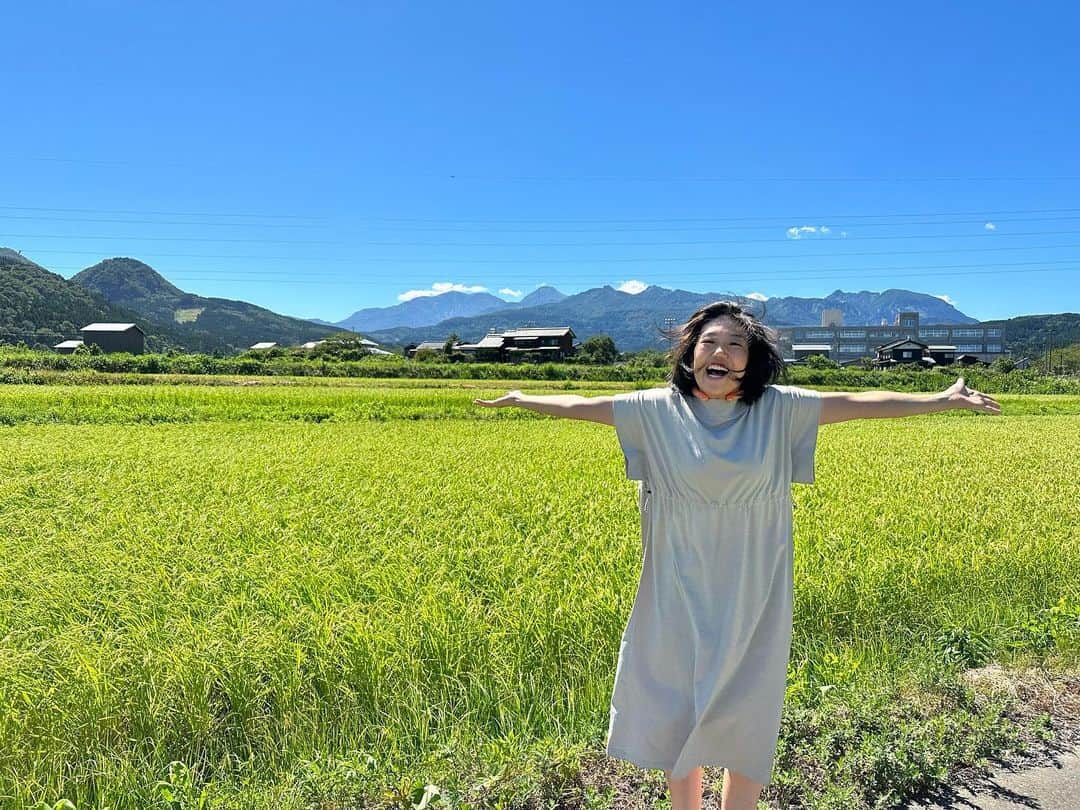 のインスタグラム：「#夏休みーって感じの色合いー！ #これぐらいの時期の田んぼも好きなのよー！ #新潟の空ー #新潟の山ー #新潟の田んぼー #目の前には新潟の海ー #うふ！」