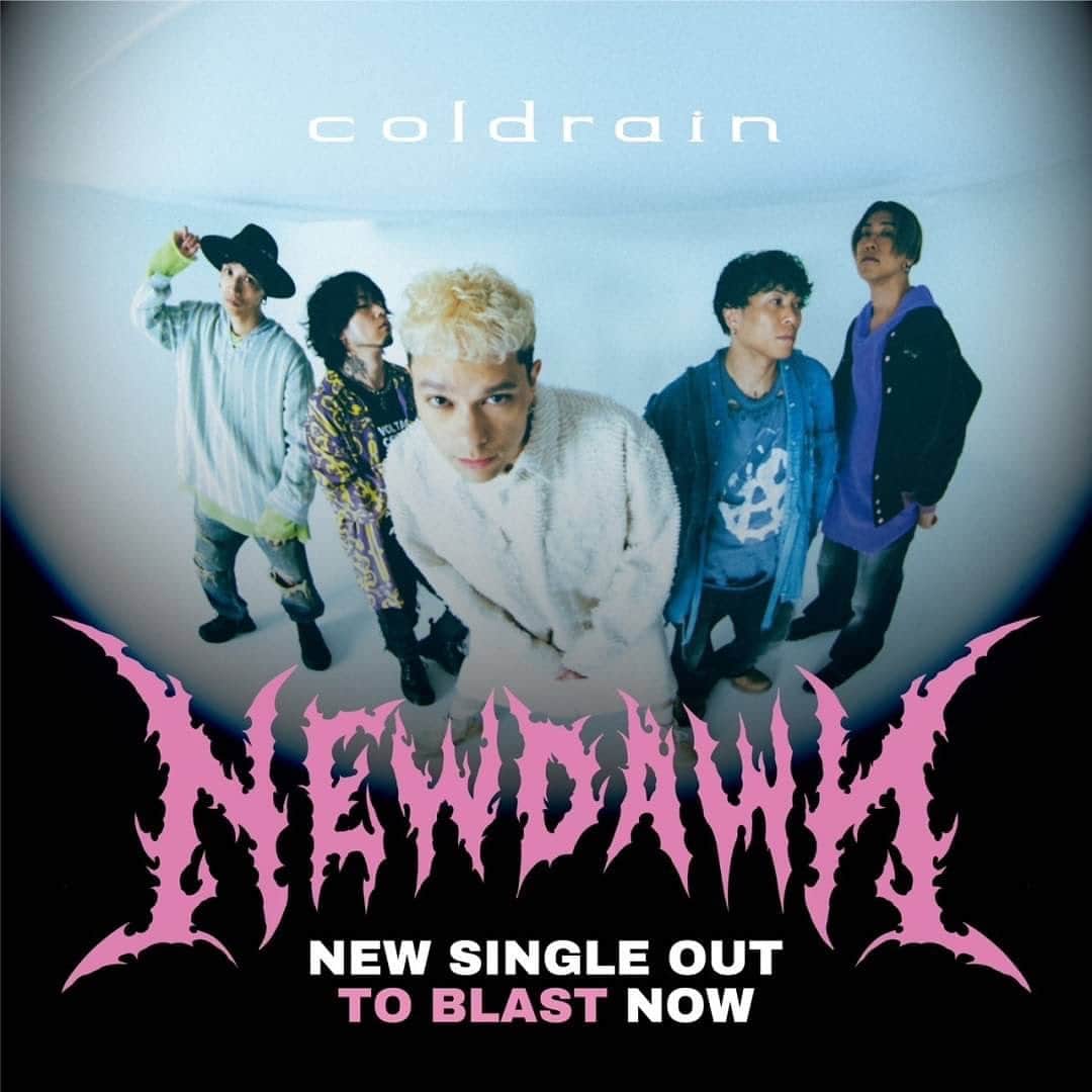 Katsuma のインスタグラム：「【NEW SINGLE】  coldrain New Digital Single  "NEW DAWN" OUT NOW!!!!  🔥 Listen Now🔥 https://coldrain.lnk.to/NEWDAWN  -NEW ARTIST PHOTO-　 Photographer：Takeshi Yao Hair & Make：Yosuke Akizuki Stylist：Koji Kamiya Costume：KAMIYA」