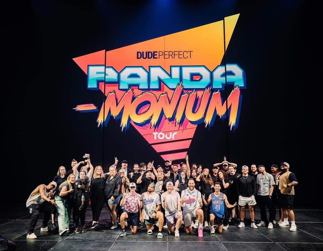 Dude Perfectさんのインスタグラム写真 - (Dude PerfectInstagram)「The Panda-monium Tour is officially WRAPPED! Huge shoutout to everyone who came out this summer! 🐼🤟  Special thanks to everyone behind the scenes who helped this tour come to life: bus drivers, props & stage teams, catering, FOH, camera teams, sound, producers, security, ops, & everyone else. Couldn’t do it without y’all! 🫡」8月2日 1時16分 - dudeperfect