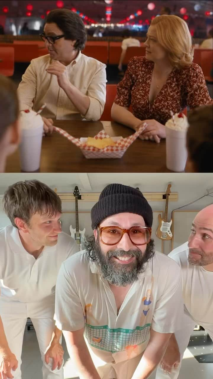 ダミアン･クーラッシュのインスタグラム：「In OK Go, I’m the Sarah Snook, and Tim is the Zach Galifianakis.   This is our interpretation of the “Oh Sheila” dance from The Beanie Bubble, and I assume that if you’re following this feed, you self identify as a dorky dance aficionado, and I look forward to seeing your version of this. Tag @okgo so we see it. #TheBeanieBubble」