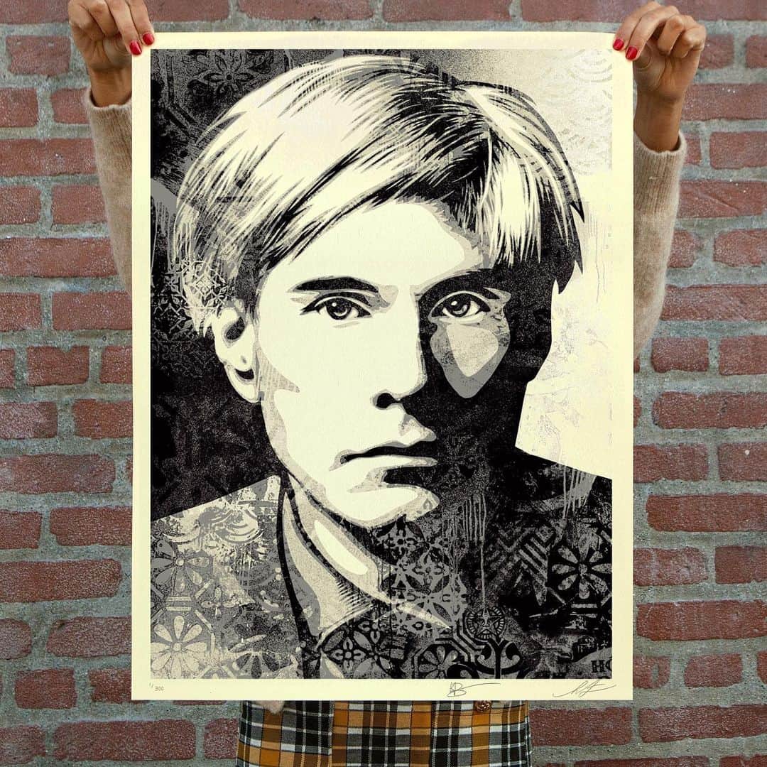 Shepard Faireyさんのインスタグラム写真 - (Shepard FaireyInstagram)「NEW Print Release: “Warhol Collage” (Two Colorways: Color & Silver) To commemorate Andy Warhol's August 6th birth date, we are releasing these prints this Thursday, August 3rd @ 10 AM PDT!⁠ ⁠ I've been a fan of Andy Warhol's art since high school. At first, his works' iconic nature and sophisticated color theory attracted me. As I learned more about him, I developed an appreciation for Warhol's philosophy to bring art to a broader audience by using imagery from pop culture and working with musicians like the Velvet Underground and founding Interview Magazine. Warhol additionally made himself part of the pop art conversation by socializing prolifically and making self-portraits. I have made several tributes to Warhol over the years, including playful remixes of some of his images. When Karen Bystedt showed me her photos of Warhol from 1982, I was captivated by his piercing gaze straight into the lens. I felt compelled to make art based on Karen's photo, and I'm grateful she allowed me to work from her wonderful picture! Translating photos into captivating art that further amplifies the subject's power is exactly what Warhol did, so I feel this art piece is fittingly "Warholesque" by aiming for the same.⁠ –Shepard⁠ ⁠ From @karenbystedt:⁠ Shepard and I are both deeply connected to Warhol, and share in his innovative portraiture. We partnered for this print, commemorating what would be his 96th birthday. Shepard's artwork based on my photograph of Andy Warhol is brilliant and I hope it will inspire you as it has me.⁠ –Karen Bystedt ⁠ (Check the link in bio for full print details!)⁠」8月2日 2時54分 - obeygiant