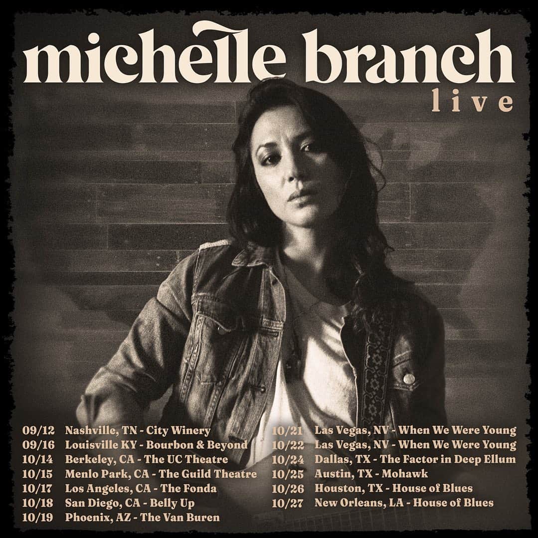 ミシェル・ブランチのインスタグラム：「Nashville!! We added a show to the run this fall. pre-sale starts tomorrow AUG 2nd at 12pm CST. Head over to my website to sign up to get the code. Link in bio! 🕺🏻」