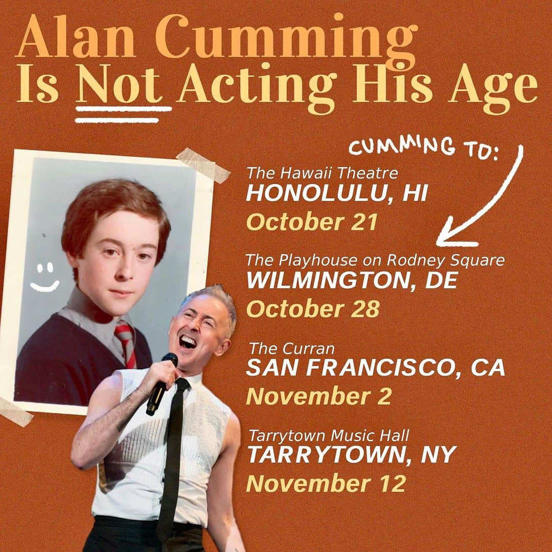 アラン・カミングさんのインスタグラム写真 - (アラン・カミングInstagram)「People of Honolulu, Wilmington, San Francisco, and Tarrytown: I am Cumming! Tickets on sale now, link in bio!」8月2日 6時57分 - alancummingreally