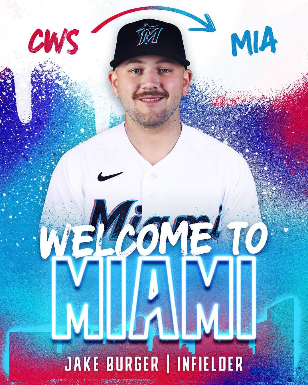 マイアミ・マーリンズさんのインスタグラム写真 - (マイアミ・マーリンズInstagram)「The Marlins have acquired INF Jake Burger from the Chicago White Sox in exchange for Minor League pitcher LHP Jake Eder.  Welcome to Miami, Jake! #MakeItMiami」8月2日 7時16分 - marlins