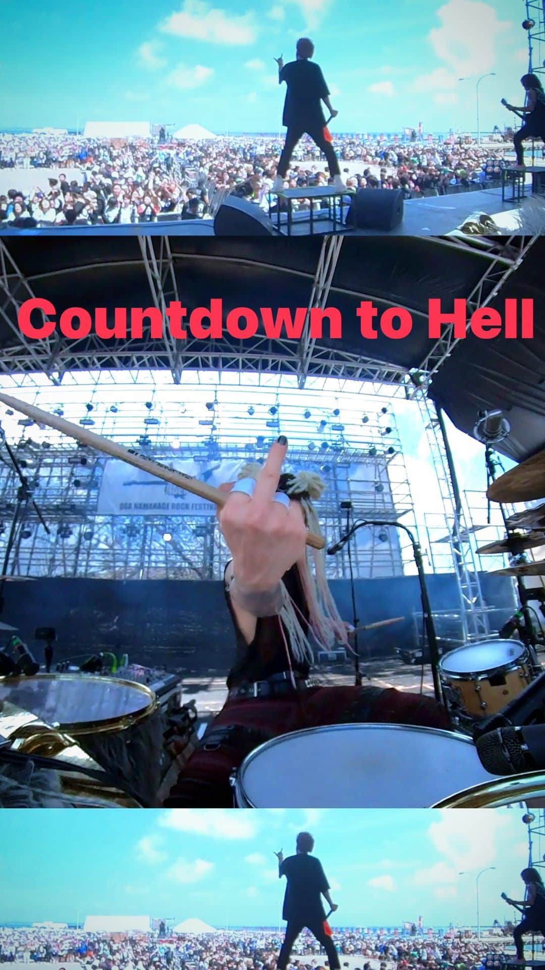 Tatsuya Amanoのインスタグラム：「“Countdown to Hell” from ONRF2023🥁🔥 ⁡ #Drums #DrumCam #sjcdrums #meinlcymbals #evansdrumheads #promarksticks #Roland #pearleliminatorredline #EAD10 #ドラム #夏フェス #男鹿フェス2023 #ONRF」