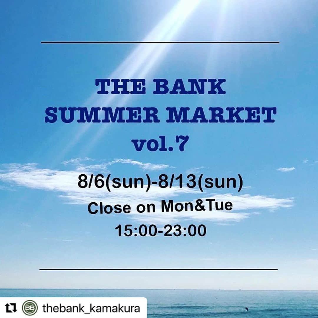 片山正通さんのインスタグラム写真 - (片山正通Instagram)「#Repost @thebank_kamakura with @use.repost ・・・ ・  ⚪︎THE BANK MARKET Vol.7⚪︎  At THE BLANK(THE BANK2F) 8/6(Sat)-8/13(Sun) 15:00-23:00 ▫️Close on Mon&Tue.  今年もTHE BANKがキュレーションするSUMMER MARKETを開催します。  暑い夏を涼やかに過ごせるアイテムが揃います。 店舗を構えていないブランドもあるので、ギフトにもおすすめです。 お酒を片手にナイトショッピングをお楽しみください。  ■出店ブランド ・Emmy（帽子） @emmyemiko   ・Tress3（携帯アクセサリー） @tresstress3   ・morning star trading（インディアンジュエリー） @morningstartrading   ・4zk（ジュエリー） @4zkjewelry   ・ignuts（ピアス） @ignuts.accessory   ・epi apron（エプロン） @epi_apron   ・DAZZLE （アパレル） @______dazzle______   ・manic monday （アパレル） @_manic_monday_   ・nini（アパレル）」8月2日 18時11分 - masamichi_katayama