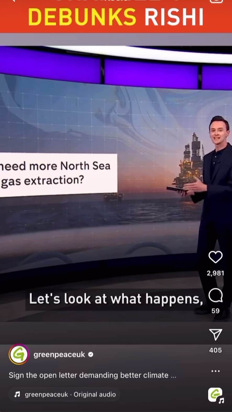 ブライアン・メイのインスタグラム：「Comments on Rishi Sunak’s appalling decision to license more oil drilling - contributing to more burning of fossil fuels , more emissions, more disastrous climate change —- Just a casual repost …. Bri」