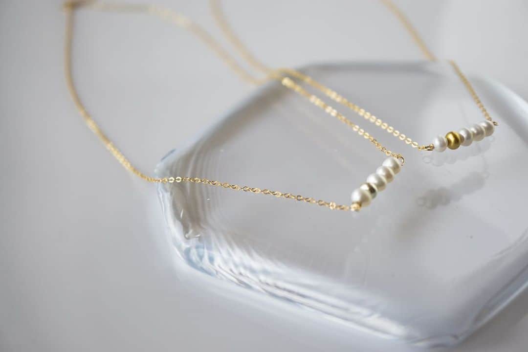 mai_smoothieのインスタグラム：「necklace  goldleaf/pearl/14kgf」