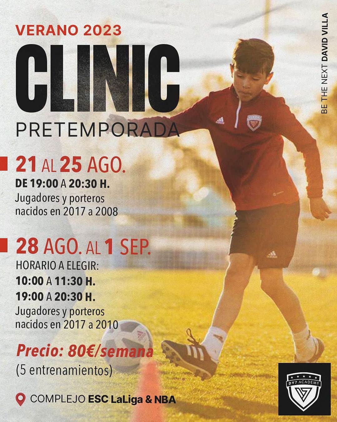 ダビド・ビジャのインスタグラム：「Clinic de pretemporada @dv7academy_madrid ⚽️❤️💪🏻」