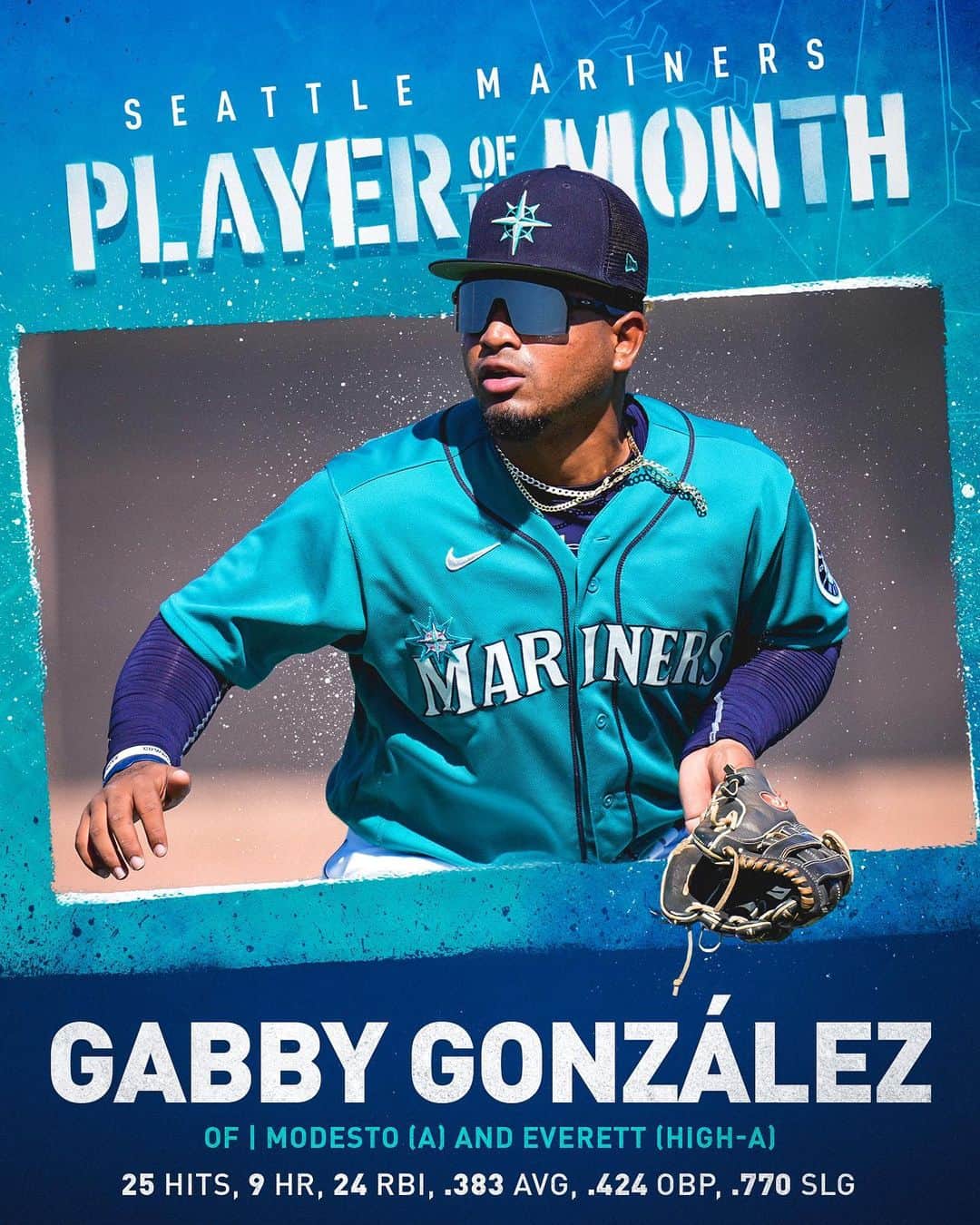 シアトル・マリナーズのインスタグラム：「Shoutout to @tyler_cleveland13, @gabby_21g and @stephenkolek on taking home our July Pitcher, Player & Reliever of the Month awards 🏆 #SeaUsRise」