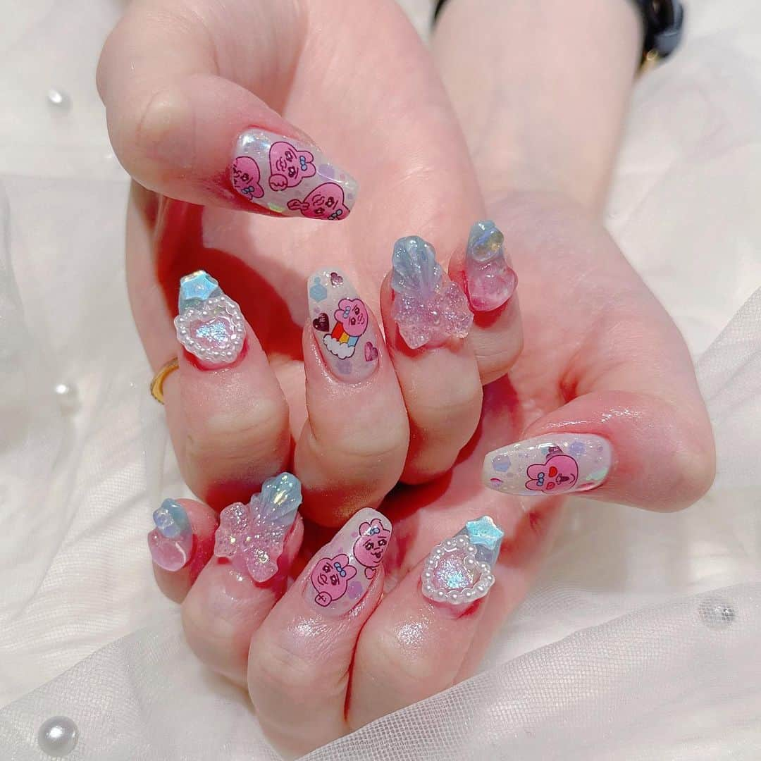 あいにゃんさんのインスタグラム写真 - (あいにゃんInstagram)「可哀想に❗️ * * #nails #nail #naildesign #3dネイル #夏ネイル #夏ネイルデザイン #ゆめかわネイル #ゆめかわ #ゆめかわいい #量産型ヲタク #量産 #貝殻ネイル #ゴテゴテネイル #キラキラネイル #ワンホンネイル #韓国ネイル #推しネイル #推し活 #おぱんちゅうさぎ #おぱんちゅうさぎネイル #ちゅるんネイル #あいにゃんネイル  #네일아트 #젤네일 #네일디자 #美甲 #美甲彩繒 #美甲設計」8月2日 19時43分 - ainyan0310