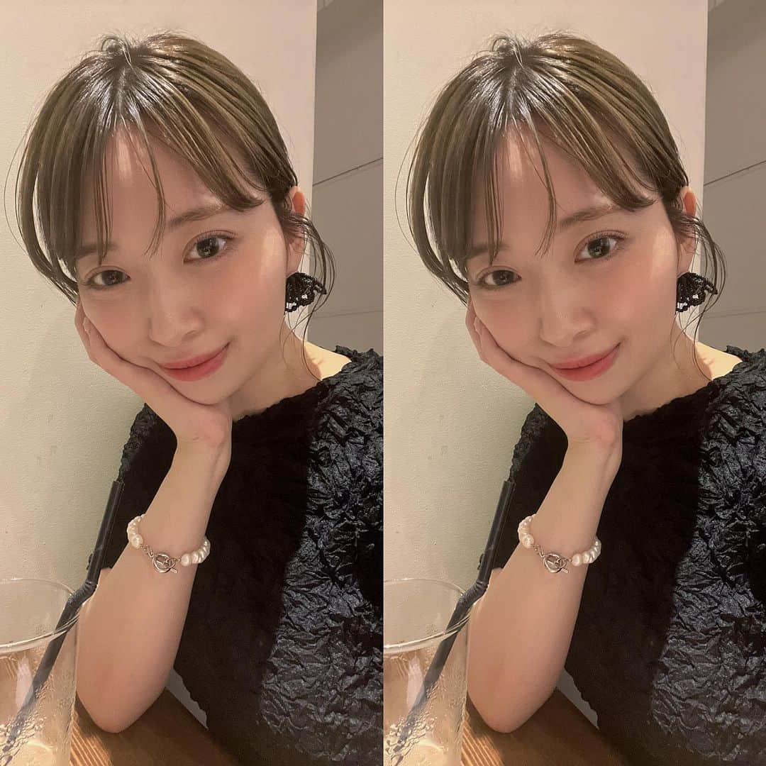 みすみのインスタグラム：「最近☺︎ 暑いから髪をまとめている！」