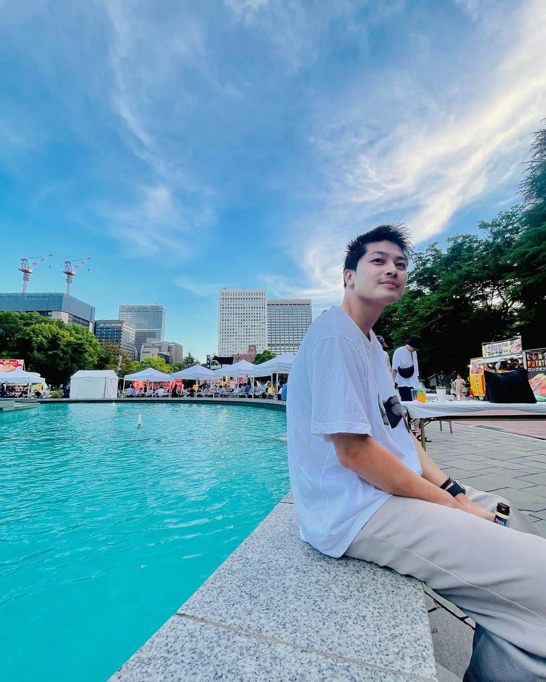 舘野将平のインスタグラム：「🦑🩵🍺  #日比谷ビアガーデン」
