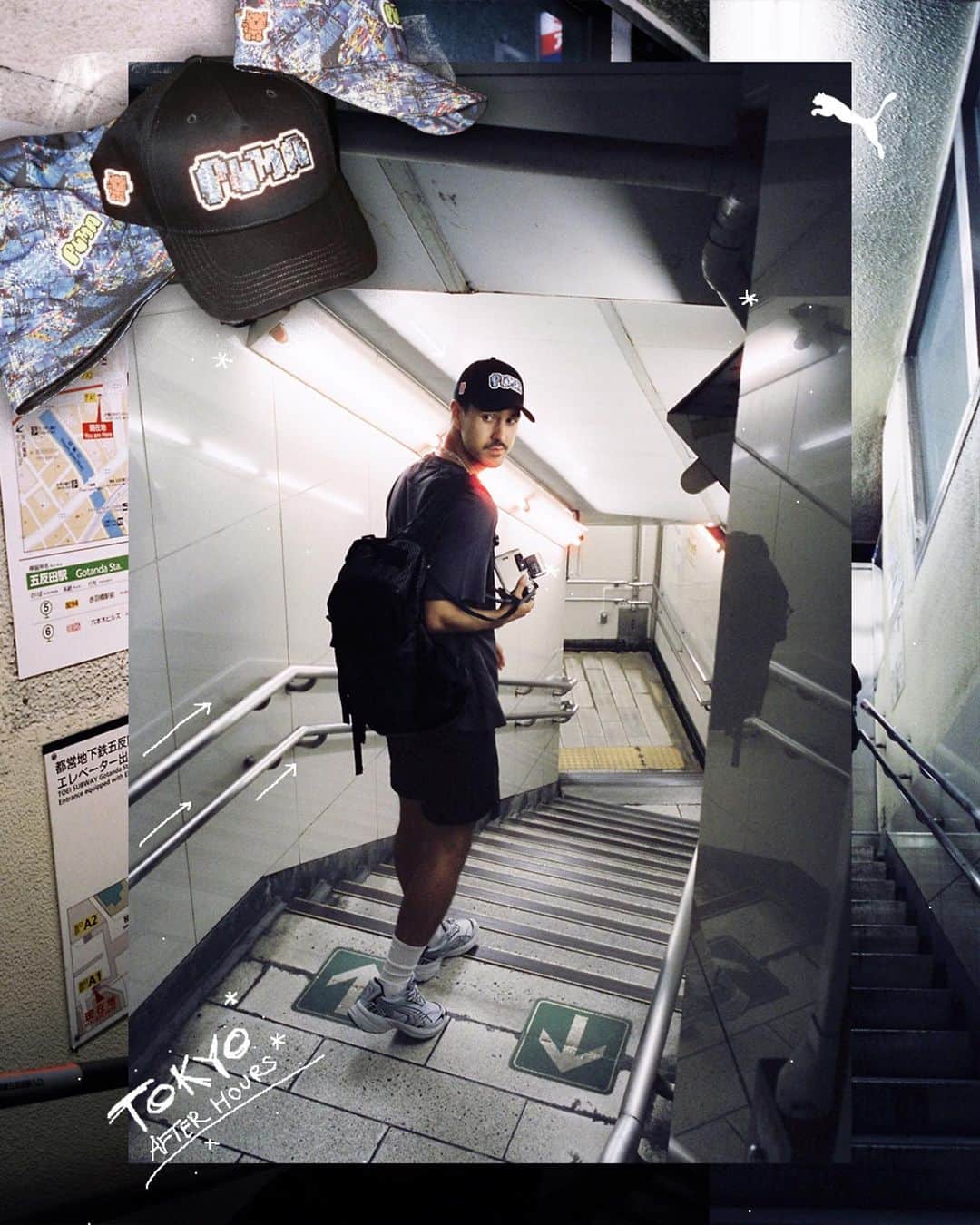 岳のインスタグラム：「Tokyo After Hours✨ w/ @puma @pumasportstyle #pumaheadwear #pumafam」
