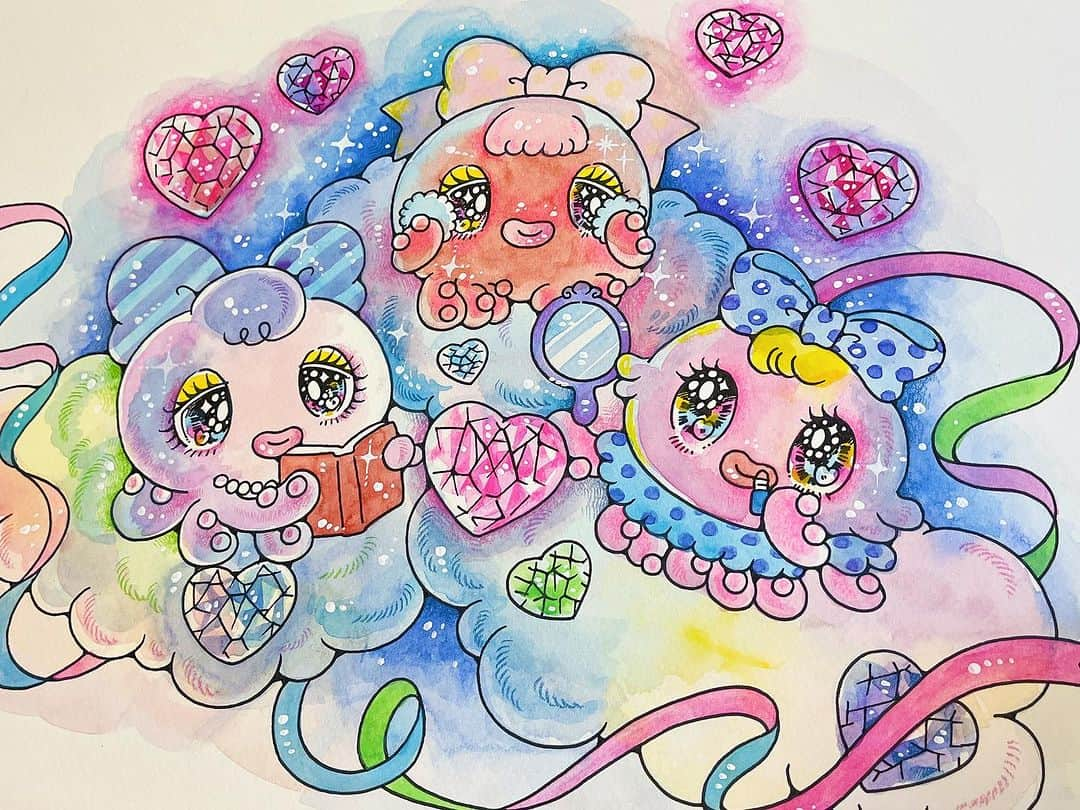 せきやゆりえのインスタグラム：「I painted the day before yesterday💖🐙」